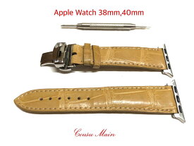 アップルウォッチ バンド ベルト apple watch series 7,6,SE,5,4,3,2,1 38mm 40mm 41mm クロコダイル　クロコベルト　両面　クロコ時計ベルト （アダプター 18mmDバックル 取付工具セット）　【CousuMain】　R718