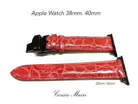 アップルウォッチ バンド ベルト apple watch series 7,6,SE,5,4,3,2,1 38mm 40mm 41mm クロコダイル 時計ベルト （アダプター 18mmDバックル 取付工具セット）　【CousuMain】　S225