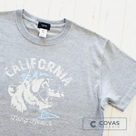 【SALE】【セール】　COVAS GRAPHIC Tシャツ カリフォルニアベアー 杢グレー 301337-14 ユニセックス 半袖 プリントTシャツ アメリカ 熊 綿 デザイン コバスグラフィック