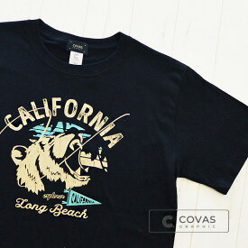 【SALE】【セール】　COVAS GRAPHIC Tシャツ カリフォルニアベアー ブラック 黒 301337-19 ユニセックス 半袖 プリントTシャツ アメリカ 熊 綿 デザイン コバスグラフィック