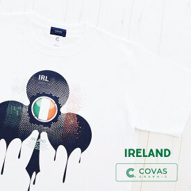 ユニセックス 半袖 プリントTシャツ　"アイルランド"　301519-10　ホワイト 白　　IRELAND 国旗 応援 アイルランド代表　綿100% デザインTシャツ グラフィックTシャツ　　COVAS GRAPHIC