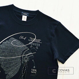 COVAS GRAPHIC Tシャツ ネイティブアメリカン ブラック 黒 301336-19 ユニセックス 半袖 プリントTシャツ アメリカ インディアン 綿 デザイン コバスグラフィック