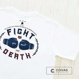COVAS GRAPHIC Tシャツ ゴング・ラスベガス ホワイト 白 301456-10 ユニセックス 半袖 プリントTシャツ アメリカ ボクシング 綿 デザイン コバスグラフィック