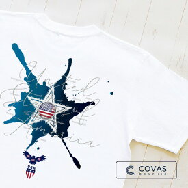 COVAS GRAPHIC Tシャツ UNITED STATES ホワイト 白 303127-10 ユニセックス 半袖 プリントTシャツ アメリカ USA アメリカTシャツ 綿 デザイン コバスグラフィック