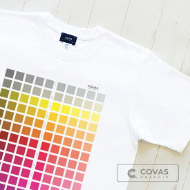 COVAS GRAPHIC ユニセックス Tシャツ "カラーチャート・レッド系" 325214-11 ホワイト 白 半袖 綿100% 色 グラデーション プリントTシャツ デザインTシャツ グラフィックTシャツ メンズ レディース 男女兼用