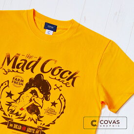 COVAS GRAPHIC Tシャツ "ヤンキー鶏" ゴールド 337321-52 ユニセックス 半袖 綿100% ニワトリ 鶏 プリントTシャツ デザインTシャツ グラフィックTシャツ メンズ レディース 男女兼用