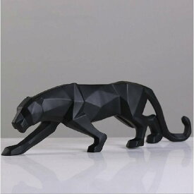 ブラック パンサー 黒 ヒョウ 豹 モダン アート オブジェ 現代彫刻 幾何学 樹脂 置物 北欧 プレミアム インテリア おしゃれ