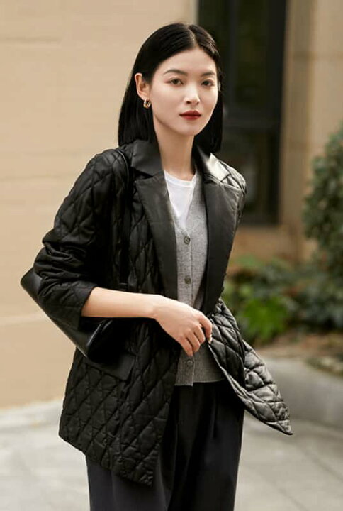 楽天市場】【2024新作】レディース 羊革 キルティングジャケット  