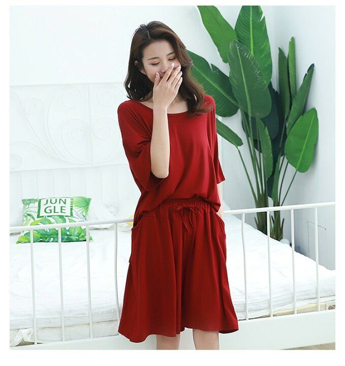 ルームウェア パジャマ Tシャツ ゆったり アウター オールインワン カジュアル カーキ シンプル セクシー ベーシック レディース 上下セット 半袖 可愛い 夏 大きいサイズ 大人 春 桃色 灰色 無地 着心地良い 赤 部屋着 青 黒 新作通販 部屋着