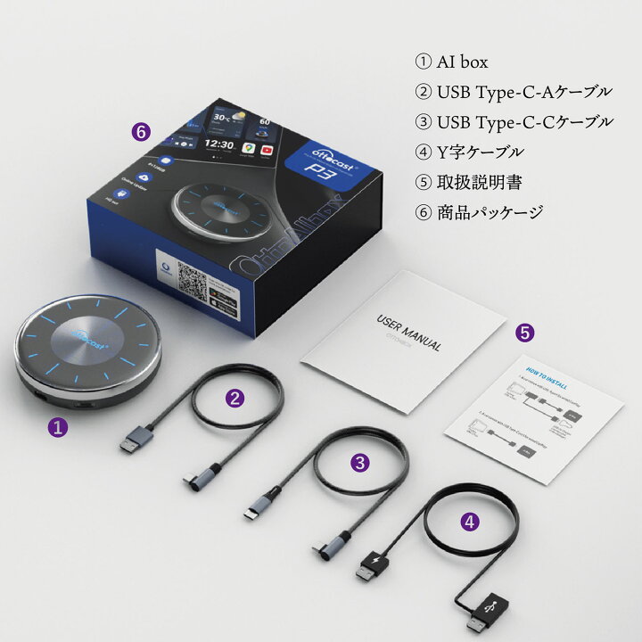 楽天市場】オットキャスト Ottocast OttoAibox P3 CarPlay AI Box 