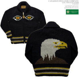 カナディアンセーター｜カウチンセーター（ジャケット）｜Canadian Sweater Company（カナディアン セーター カンパニー）・カナダ製｜CSC-7060 EAGLE（イーグル）白頭鷲｜チャコール｜メンズ｜ウール100％｜YARN 6 PLY（6プライヤーン）｜フルオープン｜ジップアップ｜長袖