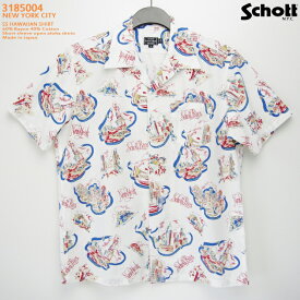 アロハシャツ｜ショット（SCHOTT）SCH3185004｜NEW YORK CITY（ニューヨークシティ）｜アイボリー｜メンズ｜レーヨン60％ コットン40％｜開襟｜フルオープン｜半袖｜アロハタワー（アロハシャツ販売）｜ハワイアンシャツ