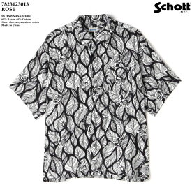 アロハシャツ｜ショット（SCHOTT）SCH7823123013｜HAWAIIAN SHIRT ROSE（ローズ 薔薇）｜オフホワイト｜メンズ｜レーヨン60％ コットン40％｜開襟｜フルオープン｜半袖｜アロハタワー（アロハシャツ販売）｜ハワイアンシャツ