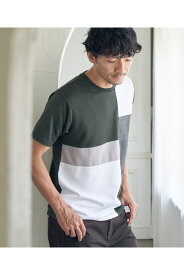 ブロックスグレンチェックキリカエT | ikka イッカ メンズ トップス カットソー 切り替えTシャツ 半袖 夏 クルーネック 丸首 カジュアル ホワイト ブラック ワイン オリーブ S M L XL
