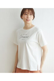 【ポイント10倍 6/4 20:00～6/11 1:59まで】ロゴフォトプリントTシャツ | ikka イッカ レディース トップス ロゴTシャツ フォトTシャツ 半袖 春夏 綿100％ きれいめ カジュアル ホワイト オフホワイト ブラック オレンジ ミディブルー S M L