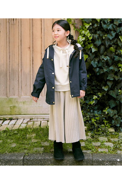 【親子おそろい】総裏フェイクファーマンパジャケット（110~160cm） | ikka イッカ キッズ 子供服 ジュニア 女の子 アウター 長袖 マウンテンパーカー 防寒 暖かい 冬 カジュアル きれいめ ローズ ネイビーブルー