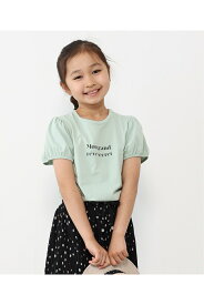 【ポイント10倍 4/24 20:00～4/27 9:59まで】USAコットン パフスリーブプリントTシャツ（120~160cm） | ikka イッカ 子供服 ジュニア 女の子 トップス カットソー イラスト ロゴ 耐久性 吸湿性 通気性 綿100% オフホワイト チャコール ミントグリーン ライトパープル