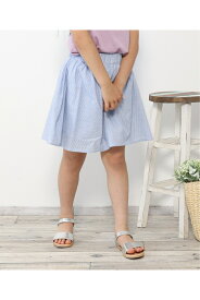 India インナーパンツ付きスカート（120~160cm） | ikka イッカ キッズ 子供服 ジュニア 女の子 ギャザースカート ふんわり キュート 綿100% ナチュラル ウエストゴム 通学 ストライプ チェック ブラック ブルー