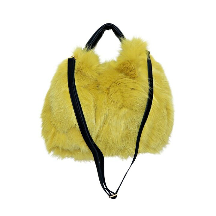 PRADA イエロー ファー ショルダーバッグ