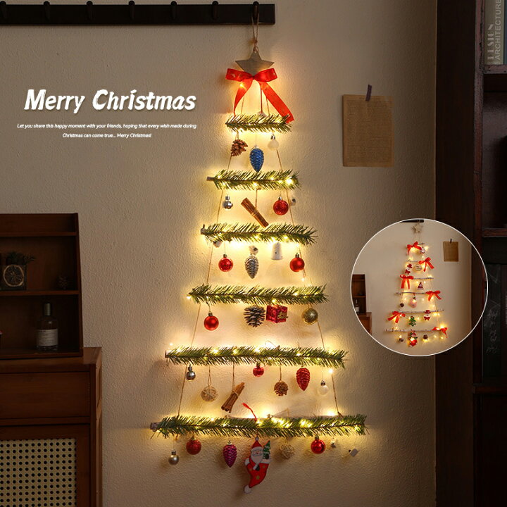 楽天市場】壁掛けツリー LED ライト付 クリスマス ツリー 壁掛けツリー 