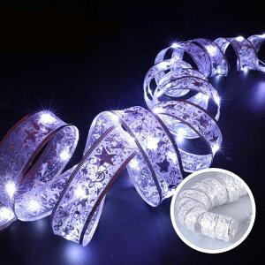 LEDイルミネーションライト クリスマスオーナメント 電飾 光るリボン 三点セット クリスマス リボン LEDライト クリスマスライト LEDライト 光るガーランド DIYライト リボンライト 電池式 部