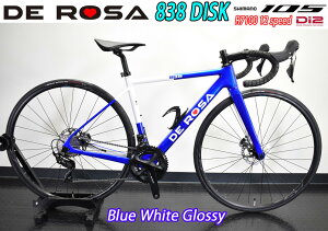 y9/30́u4{IvGg[Ń|CgUPzDEROSA 2024 ROADBIKE 838 DISK Shimano 105 Di2 12s Blue White Glossy f[U 2024Nf [hoCN 838 fBXN V}m d 105 12Xs[h  u[zC