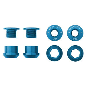 �y4/10�́u5�{�I�v�G���g���[�Ń|�C���gUP�zWOLF TOOTH�i�E���t�g�D�[�X�jSet of 4 Chainring Bolts+Nuts for 1X - 4 pcs. blue 6mm �`�F�[�������O�{���g