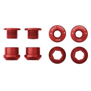 �y5/20�́u4�{�I�v�G���g���[�Ń|�C���gUP�zWOLF TOOTH�i�E���t�g�D�[�X�jSet of 4 Chainring Bolts+Nuts for 1X - 4 pcs. red 6mm �`�F�[�������O�{���g