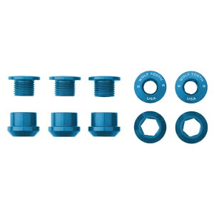 �y4/10�́u5�{�I�v�G���g���[�Ń|�C���gUP�zWOLF TOOTH�i�E���t�g�D�[�X�jSet of 5 Chainring Bolts+Nuts for 1X - 5 pcs. blue 6mm �`�F�[�������O�{���g