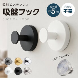 【18日迄30%OFFクーポン！】吸盤フック 強力 ステンレス 跡が残らない 穴あけ不要 耐荷重5kg 壁掛け フック タオル掛け ウォールフック 賃貸OK お風呂 バスルーム 洗面所 キッチン 玄関 粘着ジェル 真空吸盤 収納 おしゃれ