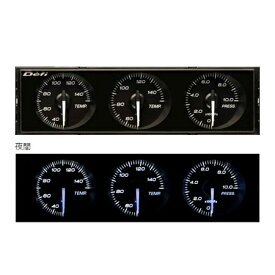 Defi デフィ DF14401 DIN-Gauge 3連メーター 温度計2個、圧力計1個 黒文字板 指針色：白 目盛り色：白 夜間照明色：白 ディンゲージ