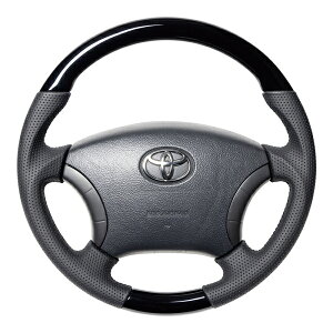 REAL レアル S403-PBW-BK ステアリング ピアノブラック ブラックユーロステッチ ラウンドシェイプ 純正同径 タウンエース バン、タウンエース トラック