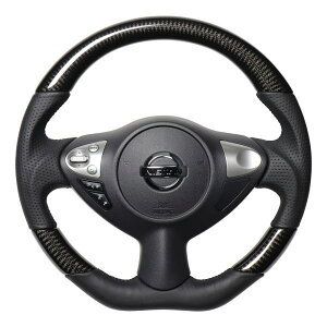 REAL レアル NSB-BKC-BK ステアリング Dシェイプ ブラックカーボン ブラックユーロステッチ ジューク (F15)、フェアレディZ (Z34)