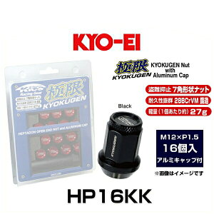 KYO-EI ���i�Y�� HP16KK �Ɍ� �ђʃi�b�g �A���~�L���b�v�t��(�u���b�N) 16�� M12×P1.5