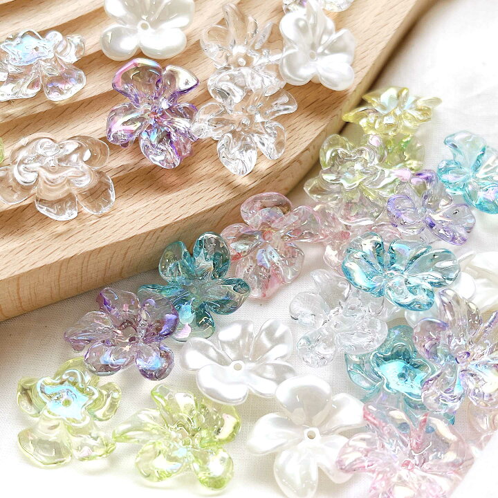 楽天市場】オーロラ フラワー カボション【4個入】リング 花びら 
