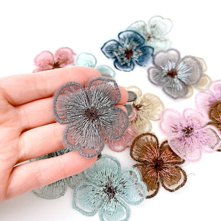 楽天市場 フラワー レース刺繍 パーツ 4個入 花 フラワー レース 生地 刺繍 アクセサリー パーツ ハンドメイド 韓国 ワッペン 大人可愛い 大きい 花芯 パーツ レース 生地 つまみ細工 マスク カバー レース スマホケース オリジナルハンドメイド ヘアアクセサリー 春