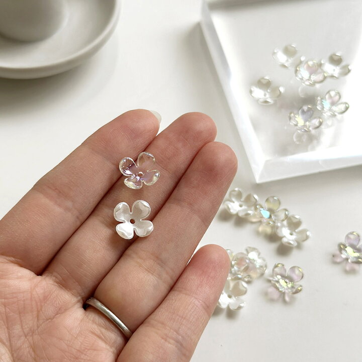 楽天市場】フラワーアクリルビーズ【10個入】花 金木犀 4弁 フラワー 