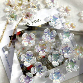 オーロラ フラワー ビーズ【10個入】花びら パーツ 花 カボション アクセサリー パーツ ハンドメイド 韓国 ピアス イヤリング ペタル アクリル ピアス イヤリング ヘアゴム オリジナルハンドメイドアクセサリー 卸 春夏 秋冬