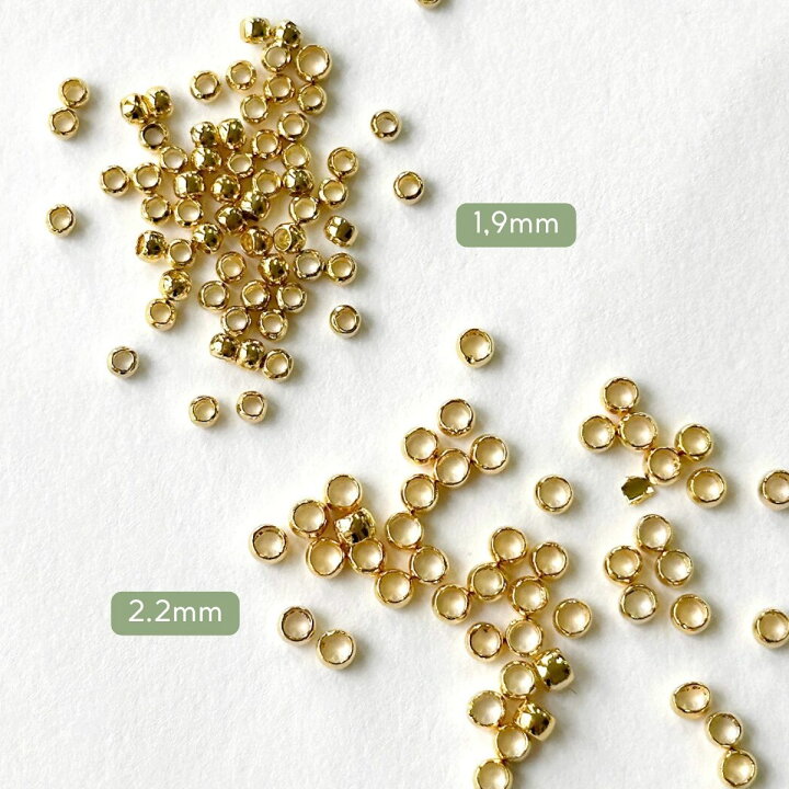 楽天市場】18kgp つぶし玉 【2g入】 1.9mm 2.2mm 潰し玉 留め具 かしめ 