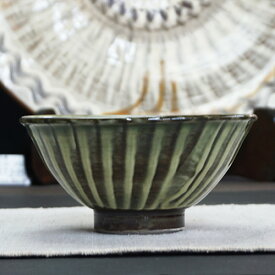 和食器 小鹿田焼 黒木昌伸窯 茶碗 大 13.5cm 刷毛目 緑