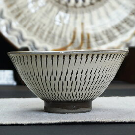 和食器 小鹿田焼 黒木昌伸窯 茶碗 大 13.5cm 飛び鉋 白