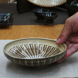 和食器 小鹿田焼 黒木昌伸窯 浅 中鉢 15cm 刷毛目 白