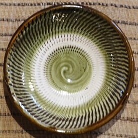 和食器 小鹿田焼 黒木昌伸窯 豆皿 9cm 飛び鉋 緑