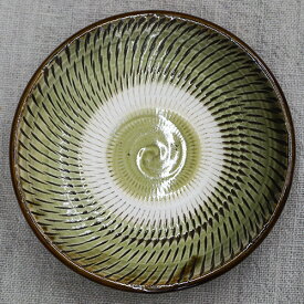 和食器 小鹿田焼 黒木昌伸窯 小皿 12cm 飛び鉋 緑