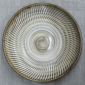 和食器 小鹿田焼 黒木昌伸窯 中皿 18cm 飛び鉋 白