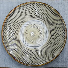 和食器 小鹿田焼 黒木昌伸窯 大皿 24cm 飛び鉋 白
