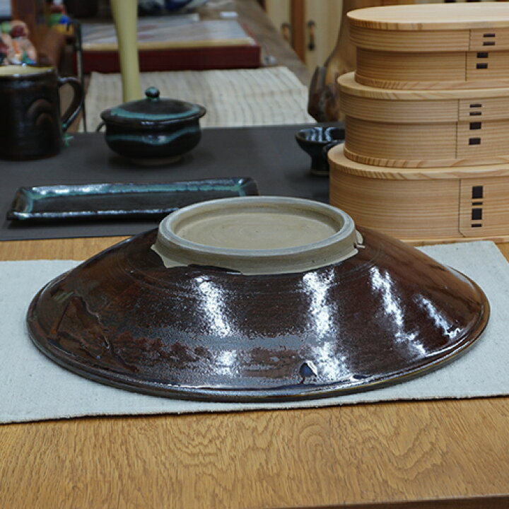 楽天市場】和食器 小鹿田焼 黒木昌伸 窯 特 大皿 30cm 飛び鉋 緑 