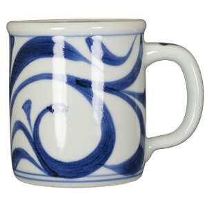 和食器 砥部焼 梅山窯 切立 マグカップ 200CC 呉須 唐草