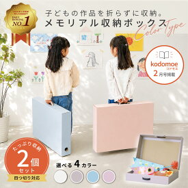 【ランキング1位：Kodomoe掲載】CRAFT KYOTO メモリアル収納ボックス COLOR 同色2個組 作品収納ケース 作品 収納ケース メモリアルボックス 子供 幼稚園 保育園 小学生 画用紙 立体 A3 四つ切 ダンボール収納 おしゃれ 幅58.5cm×奥行44cm×高さ10cm 東洋ケース