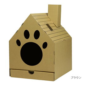 キャットハウス ネコ 段ボール ハウス ダンボール 猫 ねこ 爪とぎ 爪研ぎ かわいい 猫ステッカー付 シンプル ホワイト ブラウン ペット用品 ペット グッズ 猫用品 ペット用 おもちゃ 猫カフェ おしゃれ 家